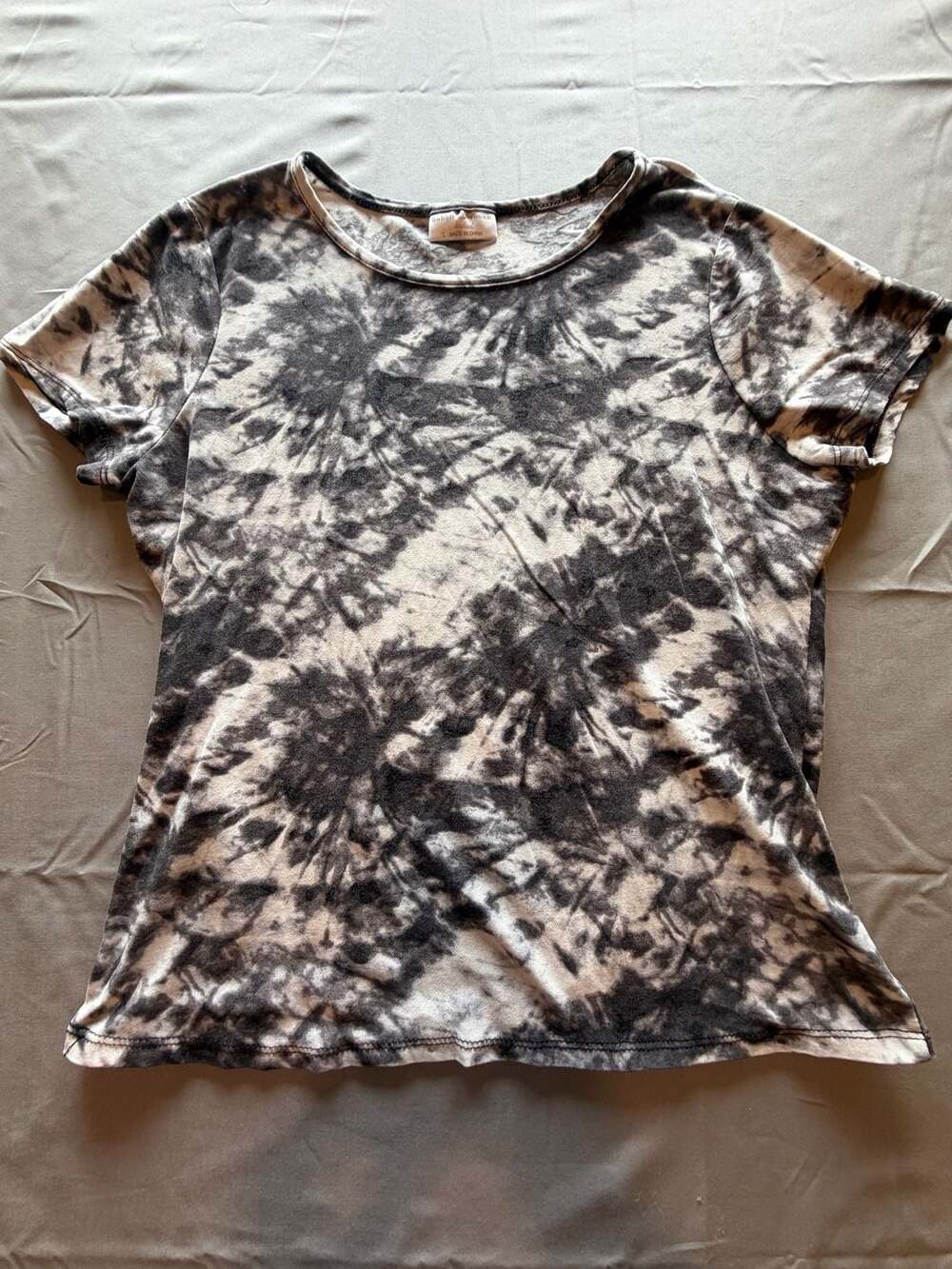 Bobbie Brooks Ladies Black and White Tie Dye Crew Neck Short Sleeve T-Shirt